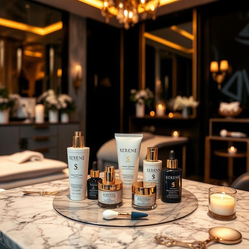 Luxury beauty treatment room with skincare products at Golden Beauty Lounge Fgura